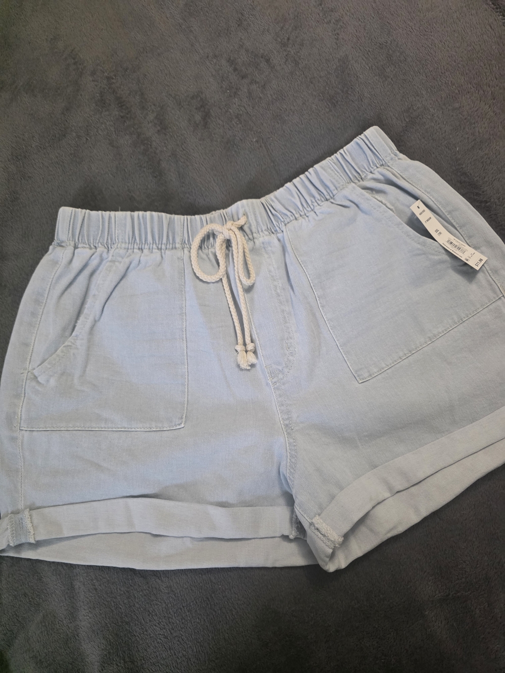 No Boundaries Light Blue Drawstring Casual Jean Shorts